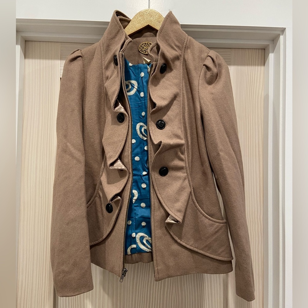 Anthropologie Cream Confection Wool Blend Jacket